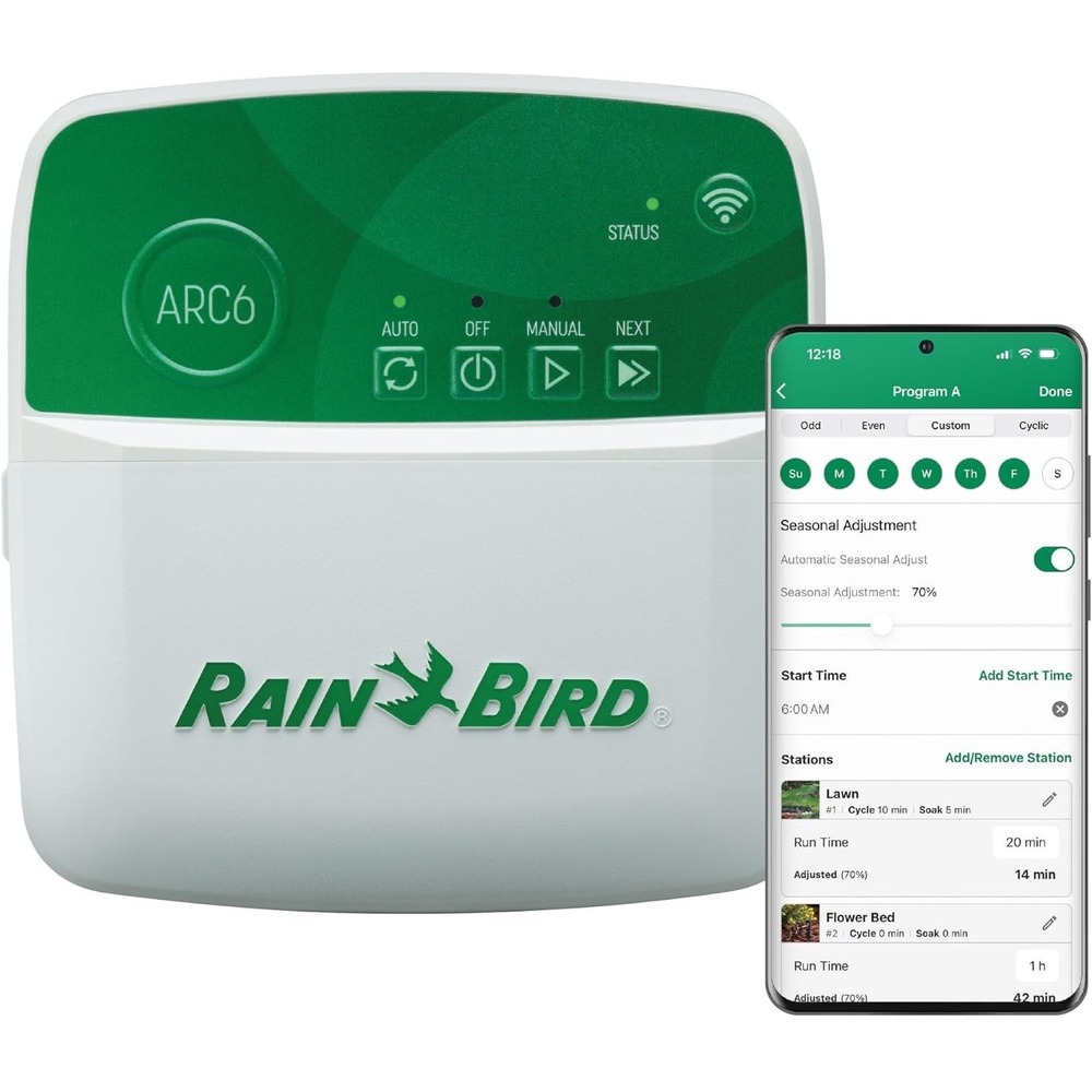 Rain Bird ARC6 Smart Irrigation Timer 6-Zone WiFi Controller‎ Indoor Alexa Ready